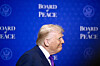 U.S. President Donald Trump is seen during the Board of Peace meeting at the Donald J. Trump U.S. Institute of Peace in Washington on Feb. 19. Established by Trump and led by the U.S. government, the Board of Peace is a body tasked with overseeing the processes of the Gaza peace plan. [EPA/YONHAP]