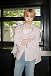 Member Taesan of boy band BoyNextDoor poses for photos prior to an interview with reporters on May 9 in western Seoul. [KOZ ENTERTAINMENT]