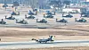Military helicopters are parked at the U.S. Forces Korea's Camp Humphreys in Pyeongtaek on March 3, 2024. [YONHAP]