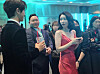 Actor Lim Ji-yeon, right, speaks with actor Choo Young-Woo, seen from behind, during a welcome reception ahead of the 61st Baeksang Arts Awards held at Coex in southern Seoul on May 5. [SHIN HA-NEE]