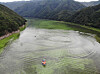 Green algae removal vessels work on green algae from the upper reaches of Soyang Lake in Chuncheon, Gangwon [CHON KWON PIL]