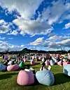 Citizens read outdoors against a clear autumn sky at the Gwanghwamun Square section of the Seoul Outdoor Library on Sept. 22, 2024, in Jongno District, Seoul. [NEWS1]