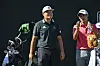 Im Sung-jae smiles with Collin Morikawa on the 17th hole tee during the third round of the Wells Fargo Championship at Quail Hollow Club in Charlotte, North Carolina on Saturday. [GETTY IMAGES]