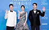 Shin Dong-yeop, Bae Suzy and Park Bo-gum, the hosts for the 61st Baeksang Arts Awards, pose on the red carpet ahead of the 61st Baeksang Arts Awards ceremony held at Coex in Gangnam District, southern Seoul, on May 5. [NEWS1]