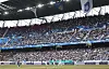 Fans watch a K League 1 match between Ulsan HD and Jeonbuk Hyundai Motors at Munsu Football Stadium in Ulsan on March 1. [YONHAP]