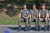 Cha Eun-woo, left, with his comrades in the Korea Army Training Center, image released on Aug. 13 [SCREEN CAPTURE]