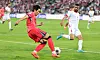 Korea's Seol Young-woo, left, in aciton during a 2026 World Cup qualifier against Jordan at Amman International Stadium in Jordan on Oct 11. [NEWS1]