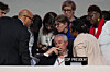 Andre Correa do Lago, COP30 president, sits as Simon Stiell, United Nations climate chief, left, speaks with other UN officials during a plenary session at the COP30 UN Climate Summit on Nov. 22 in Belem, Brazil. [AP/YONHAP]