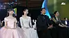 The stars of Netflix’s ″When Life Gives You Tangerines″ — from left, Kim Tae Yeon, IU, Choi Dae-hoon and Yeom Hye-ran — watch series director Kim Won-suk deliver his acceptance speech for the Best Drama Series in the Broadcast Category of the 61st Baeksang Arts Awards at Coex in Gangnam District, southern Seoul, on May 5. [SCREEN CAPTURE]