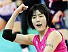 Heungkuk Life Insurance Pink Spiders outside hitter Lee Jae-yeong celebrates during a V League match against Daejeon KGC in Incheon on Feb. 20, 2020. [YONHAP]