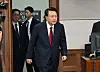Former President Yoon Suk Yeol appears at the Seoul Central District Court in Seocho District, southern Seoul, on April 21 for the second hearing on charges of leading an insurrection. [JOINT PRESS CORPS]