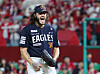 Hanwha Eagles starter Cody Ponce celebrates after completing the bottom of the fifth inning against the SSG Landers in the clubs' KBO regular-season game at Incheon SSG Landers Field in Incheon, just west of Seoul, on Oct. 1. [YONHAP]
