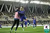 Ulsan HD Choi Kang-min, center, celebrates scoring a goal during a K League 1 match against Daegu FC at DGB Daegu Bank Park in Daegu on Wednesday. [YONHAP]