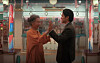 Youn Yuh-jung, left, dancing with Jin Ha, right, on the release date announcement YouTube video announcing the second season of ″Pachinko.' [APPLE TV+]