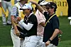 Yin Ruoning, left, has water poured over her as she celebrates her victory in the final round of the Maybank Championship at the Kuala Lumpur Golf and Country Club in Kuala Lumpur, Malyasia on Sunday. [AFP/YONHAP]