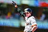Lee Jung-hoo of the San Francisco Giants gestures after hitting a single in the fifth inning during an Opening Day game against the San Diego Padres at Petco Park in San Diego on March 28. [AFP/YONHAP]