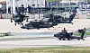 Military helicopters at Camp Humphreys, a sprawling U.S. military base in Pyeongtaek. [YONHAP]