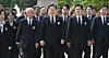Democratic Party presidential candidate Lee Jae-myung, center, attends a ceremony marking the 45th anniversary of the 1980 pro-democracy uprising in Gwangju at the May 18th National Cemetery in the southwestern city on May 18. [NEWS1]