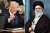 This combo of pictures show President Donald Trump, left, addressing a joint session of Congress at the Capitol in Washington, March 4, 2025, and a handout of Supreme Leader Ayatollah Ali Khamenei attending a ceremony in Tehran, Iran, March 8, 2025. [AP/YONHAP]