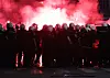 Protestors throw projectiles at riot police officers after a student-led rally in Belgrade, Serbia on June 28. [EPA/YONHAP]