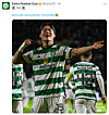 Oh Hyeon-gyu celebrates in a photo shared by the official Celtic on X on Wednesday.  [SCREEN CAPTURE]