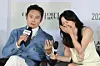 Actors Lee Byung-hun, left, and Son Ye-jin attend a press conference for Park Chan-wook's upcoming film, ″No Other Choice,″ held at the CGV Yongsan I-Park Mall in central Seoul on Aug. 19. [YONHAP]