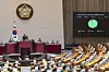 Lawmakers vote on a revision to the Act on Promotion of Information and Communications Network Utilization and Information Protection aimed at curbing false and manipulated information during a plenary session of the National Assembly on Dec. 24, 2025. The bill was passed under the leadership of the ruling Democratic Party. [YONHAP]