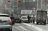 A traffic accident occurs on a snow-covered road near Kyungpook National University in Daegu on Feb. 2. [NEWS1]