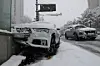 A vehicle sits on the curb after sliding onto the sidewalk in a traffic accident on an icy road in Suwon, Gyeonggi, on Nov. 27, 2024. [NEWS1]