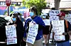 Members of a coalition to defend Affirmative Action and Immigrant Rights, BAMN (By Any Means Necessary) walk to Paramount City Hall in protest to ICE and the Trump Administration's immigration policies in Paramount, California, on June 17. [AP/YONHAP]