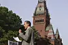 Ryan Enos, a government professor at Harvard University, speaks at a protest against U.S. President Donald Trump's recent sanctions against Harvard in front of Science Center Plaza in Cambridge, Massachusetts on May 27. [AP/YONHAP]