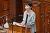 Japan's Prime Minister Sanae Takaichi answers questions from Yoshihiko Noda, leader of the main opposition Constitutional Democratic Party of Japan (CDP), regarding her policy speech at the House of Representatives of the National Diet in Tokyo on Nov. 4. [AFP/YONHAP]