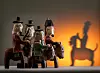 Kokdu (traditional wooden doll) as warriors riding on horses [NATIONAL FOLK MUSEUM OF KOREA]