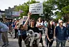 People hold up signs during the Harvard Students for Freedom rally in support of international students at the Harvard University campus in Boston, Massachusetts, on May 27. [AP/YONHAP]