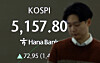 A screen in Hana Bank's trading room in central Seoul shows the Kospi on Jan. 28. [NEWS1]