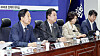 Deputy Prime Minister and Finance Minister Koo Yun-cheol, far left, speaks during a meeting on next year's budget at the National Assembly in Yeouido, western Seoul on Aug. 26. [KIM SEONG-RYONG]