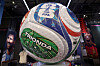 A giant model of the official Trionda pro match ball for the FIFA 2026 World Cup is displayed inside the Adidas store in Manhattan in New York City, U.S., Jan. 7.  [REUTERS/YONHAP]