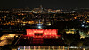 A drone view shows the Knesset, Israel's House of Representatives, as it is illuminated with orange light, one day ahead of the funeral of Shiri Bibas, 32, and her two children Ariel, 4, and Kfir, 9 months-old, who were kidnapped from their home in Kibbutz Nir Oz during the deadly Oct. 7, 2023 attack by Hamas and then killed in Gaza, in reference to the colour of their hair, in Jerusalem, Israel, on Feb. 25. [REUTERS]
