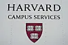The Harvard University crest adorns the side of a campus services vehicle on campus in Cambridge, Massachusetts, on May 27. [EPA/YONHAP]