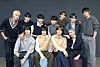 Members of boy band Omega X pose for photos after an interview with the Korea JoongAng Daily at the JTBC headquarters in Sangam-dong, western Seoul, on Nov. 3. [PARK SANG-MOON]
