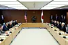 U.S. Secretary of Defense Pete Hegseth and Japan's Defense Dinister Gen Nakatani meet at the Ministry of Defense in Tokyo on March 30. [REUTERS/YONHAP]