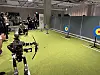 A humanoid robot draws an arrow during the humanoid robot sports competition at the inaugural Seoul AI Robot Show, hosted by the Seoul Metropolitan Government, at Coex in Seoul’s Gangnam District on Sept. 30. [CHO JUNG-WOO]