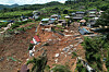 A view of Sangneung Village in Sancheong County, South Gyeongsang, where the ground has collapsed. A landslide triggered by torrential rains on July 19 caused severe subsidence, burying homes and roads under mud and debris. [SANCHEONG COUNTY]