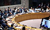 President Lee Jae Myung, center, presides over an open debate of the UN Security Council on AI at the UN headquarters in New York on Sept. 24. [JOINT PRESS CORPS]