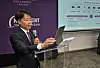 An official from the Korea Creative Content Agency speaks at an opening ceremony of a business center in Mexico on Nov. 7. [YONHAP]