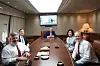 Former Georgia congressman Drew Ferguson, far left, posted a photo of his meeting with U.S. President Donald Trump on an Air Force One flight to his Facebook page on July 17, 2020. [SCREEN CAPTURE]