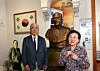 Yi Jun Peace Museum director Song Chang-joo, right, and her husband Lee Kee-hang, explain the history behind the museum in an interview with the JoongAng Ilbo. [JOS VAN LEEUWEN]