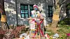 Spray paint is seen covering the statue of the founder of Dongduk Women's University [JOONGANG ILBO]