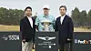 From left, vice president of Genesis' business division Song Min-gyu, 2024 Genesis Scottish Cup winner Robert MacIntyre and Hyundai Motor CEO Chang Jae-hoon pose for the camera on Sunday after the competition. [HYUNDAI MOTOR]