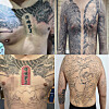 Full-body tattoos on the chests and backs of suspected criminal gang members apprehended by Gwangju law enforcement in November last year were traced back to 12 local unlicensed tattoo artists, who were indicted on Monday as part of a larger crackdown on organized crime in the city. [GWANGJU DISTRICT PROSECUTORS OFFICE]